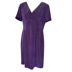 100% Silk Freshly Dry Cleaned Dark Purple Dana Buchman Office Business Casual
